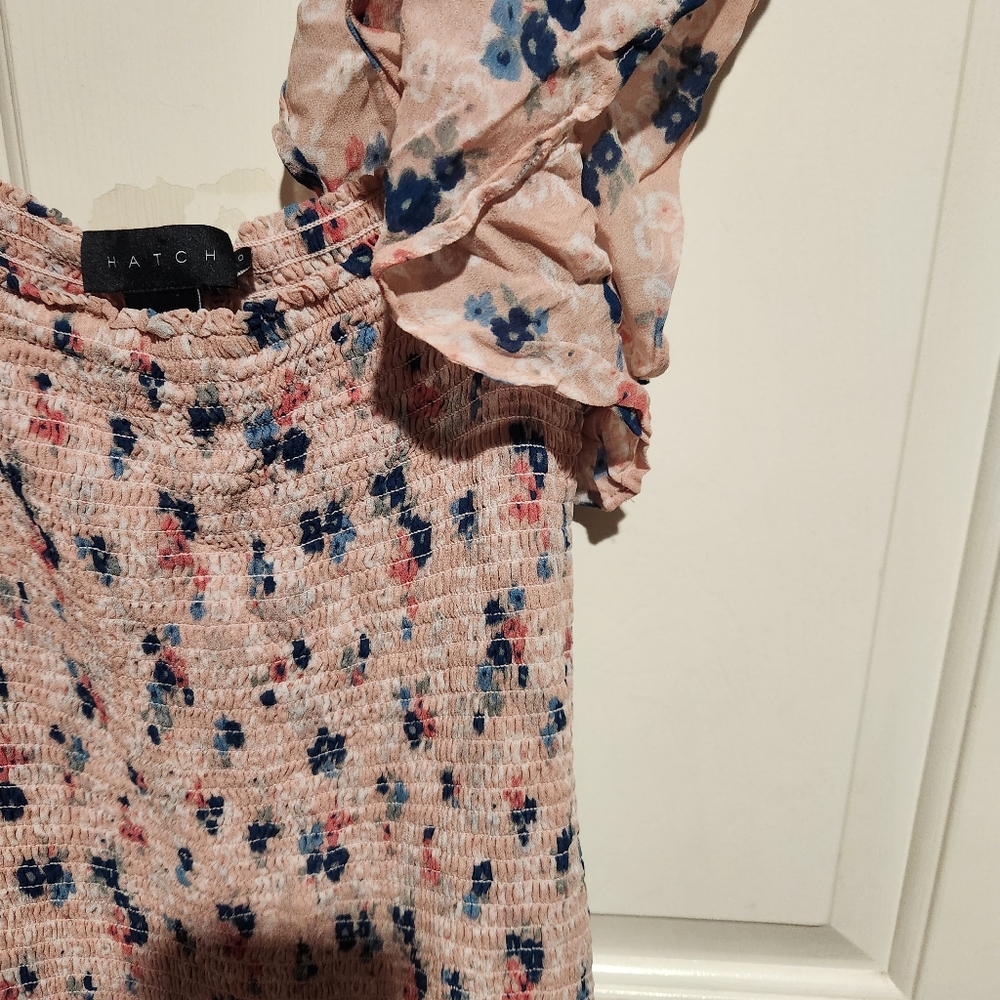 HATCH Maternity Cosette Floral Smocked Dress Baby Shower Party Ruffle Pink XS - Picture 11 of 13
